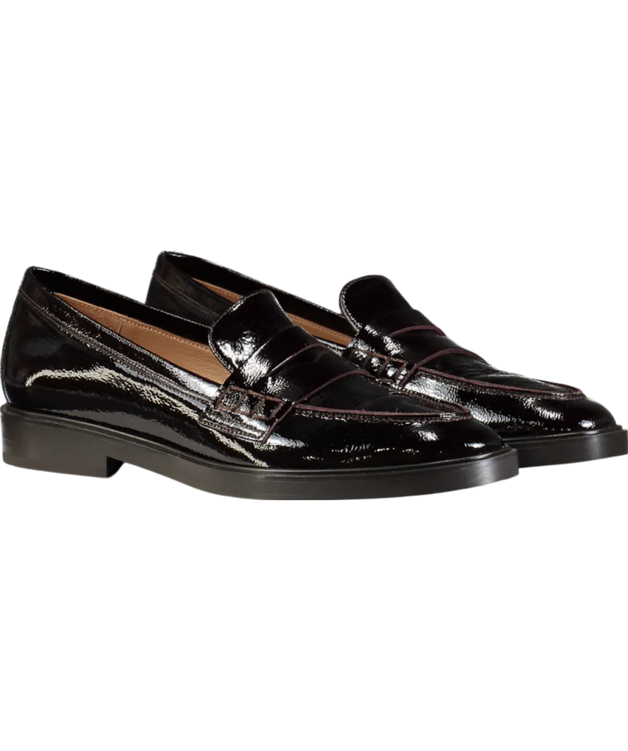 Flattered Brown Sara Leather Patent Burgundy Loafers UK 7 EU 40 