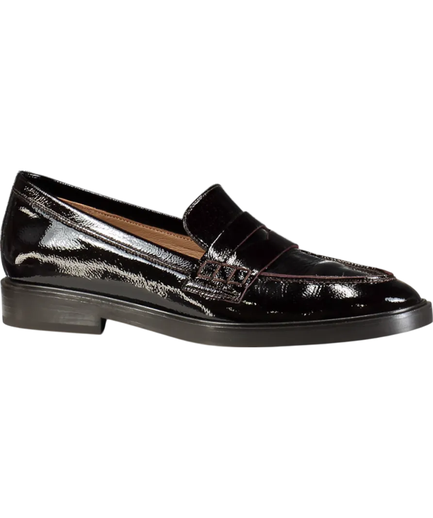 Flattered Brown Sara Leather Patent Burgundy Loafers UK 7 EU 40 