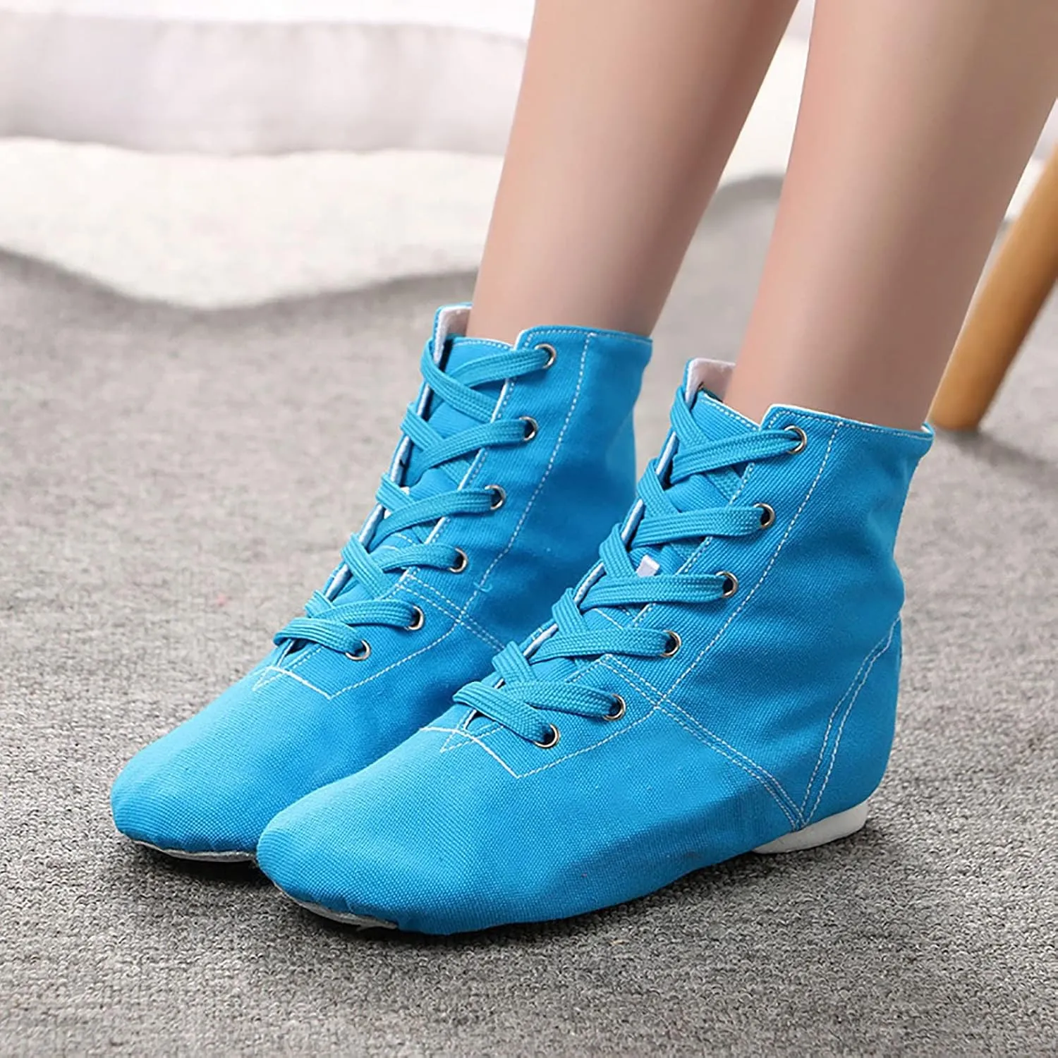 Girls Boys Ankle Boots Canvas Jazz Dancing Sneakers Ballet Dance Boots for Toddler Training Shoes Dancing Flat
