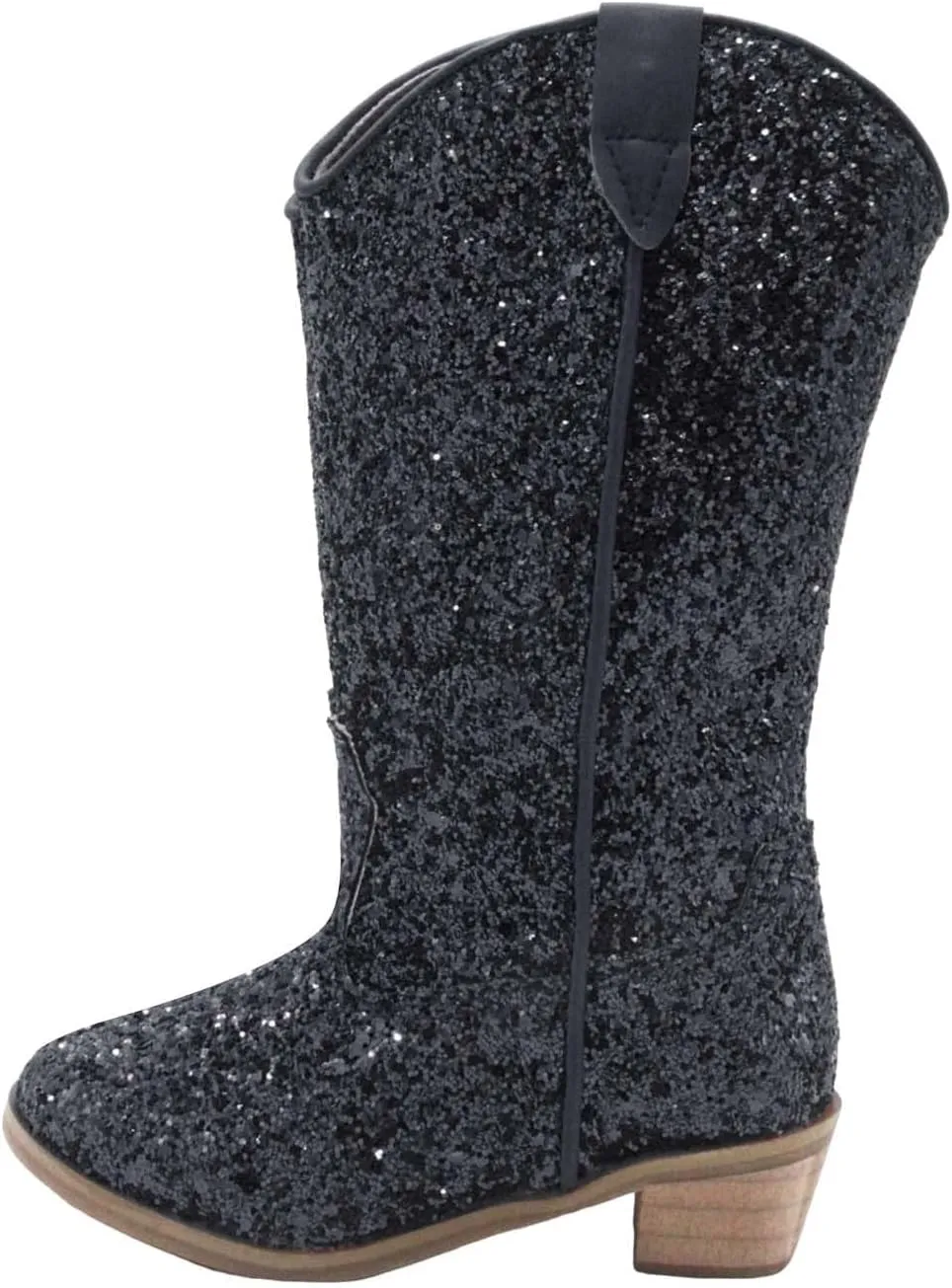 Girls Sequin Sparkly Cowboy Boots Kids hinestone Glitter Low Heel Wedding Dress Booties Western Pointed Toe Shoes