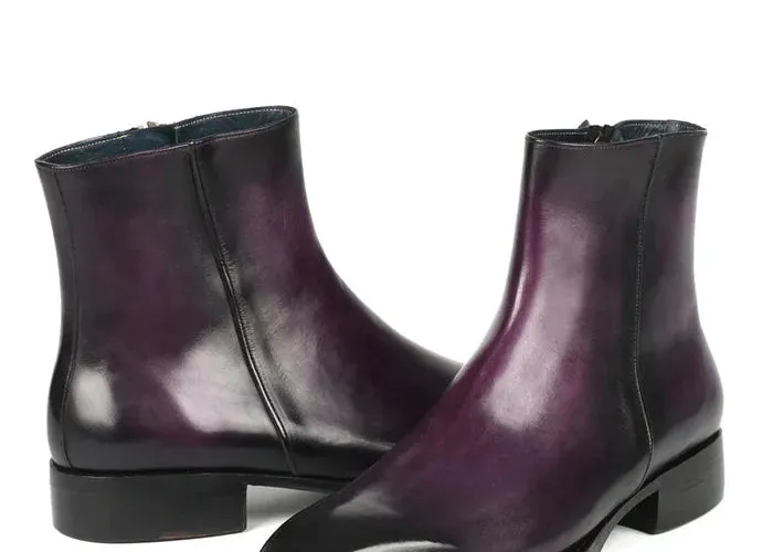 Handmade Leather Side Zipper Boots For Men