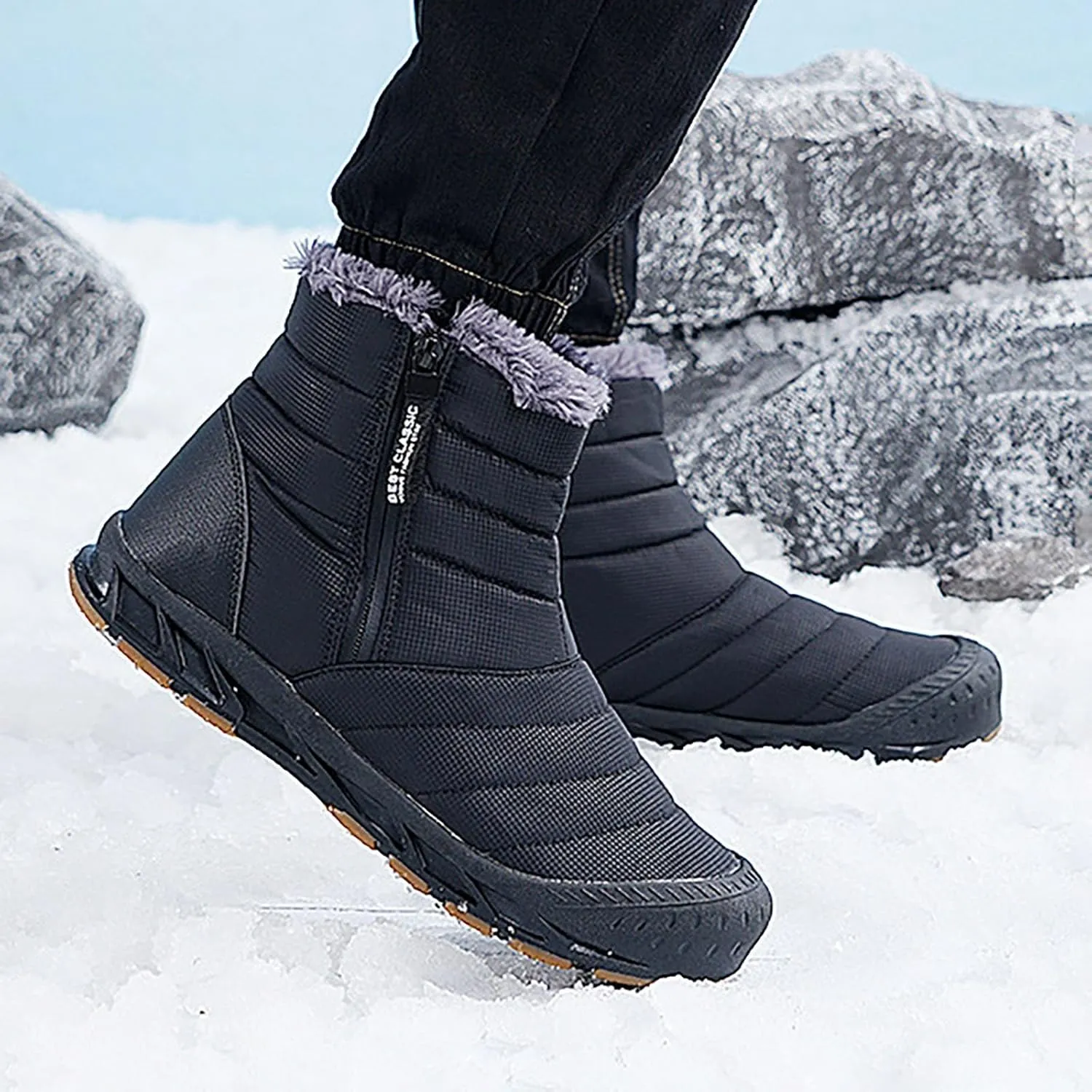 High Top Snow Boots for Women Solid Slip On Winter Boots Non Slip Flat Soled Snow Boots Snow and Hiking Boots for Women