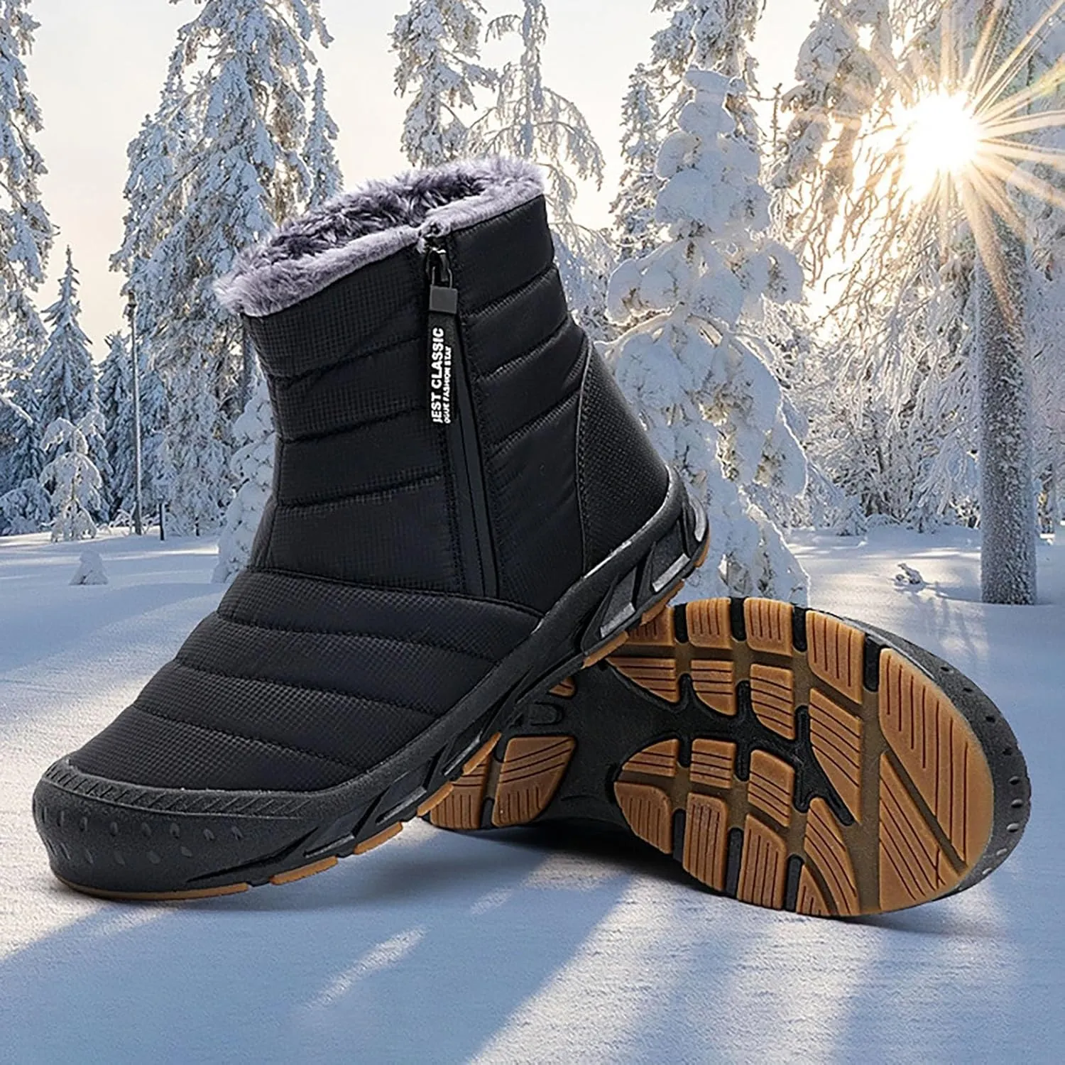 High Top Snow Boots for Women Solid Slip On Winter Boots Non Slip Flat Soled Snow Boots Snow and Hiking Boots for Women