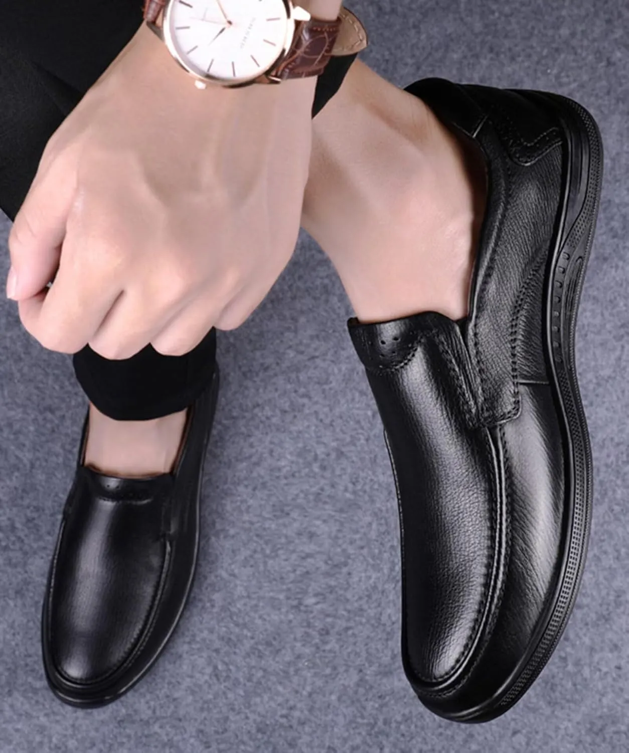 Hiking Shoes Men??s Leather Shoes Loafers Leather Causal Work Shoes Comfortable Walking Shoes