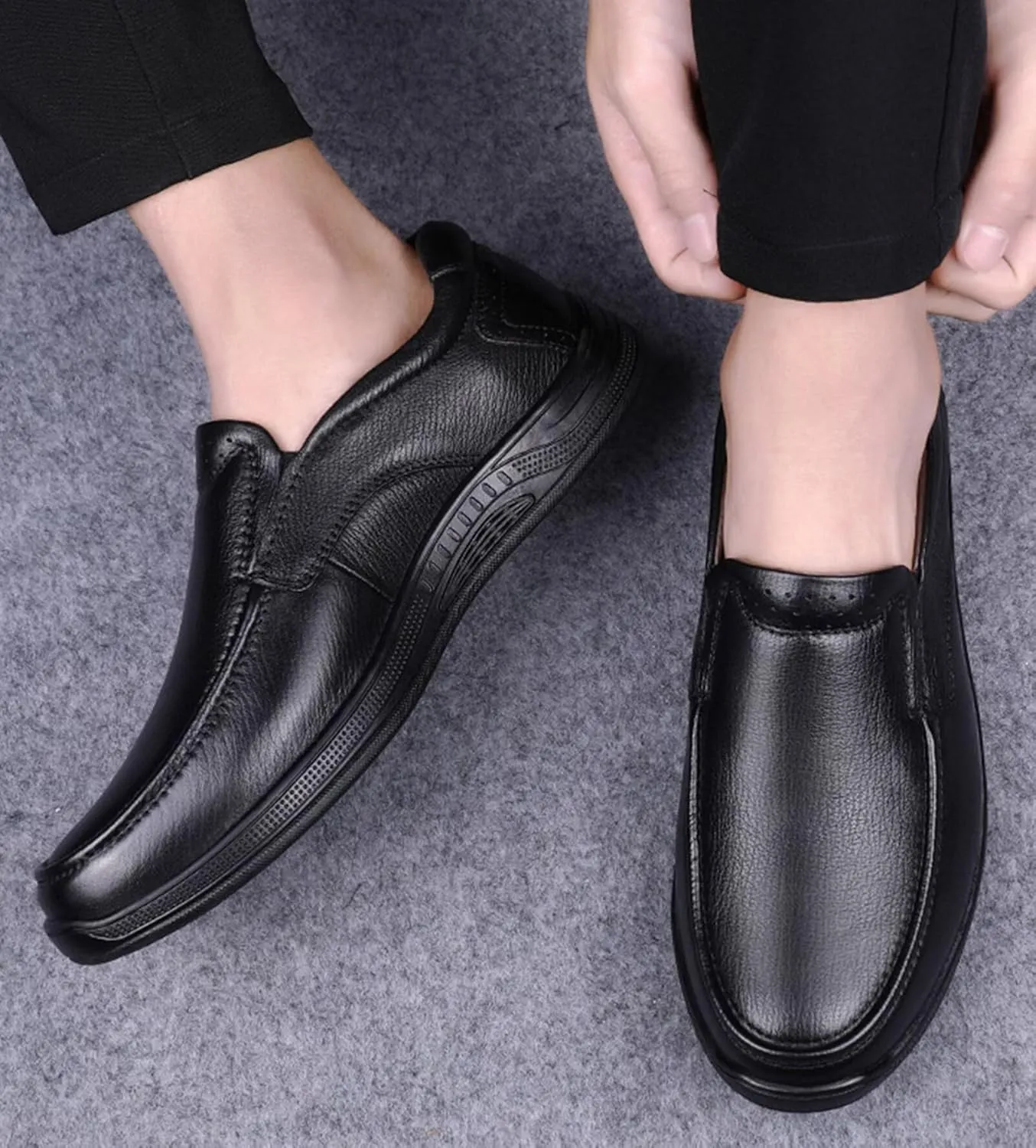 Hiking Shoes Men??s Leather Shoes Loafers Leather Causal Work Shoes Comfortable Walking Shoes