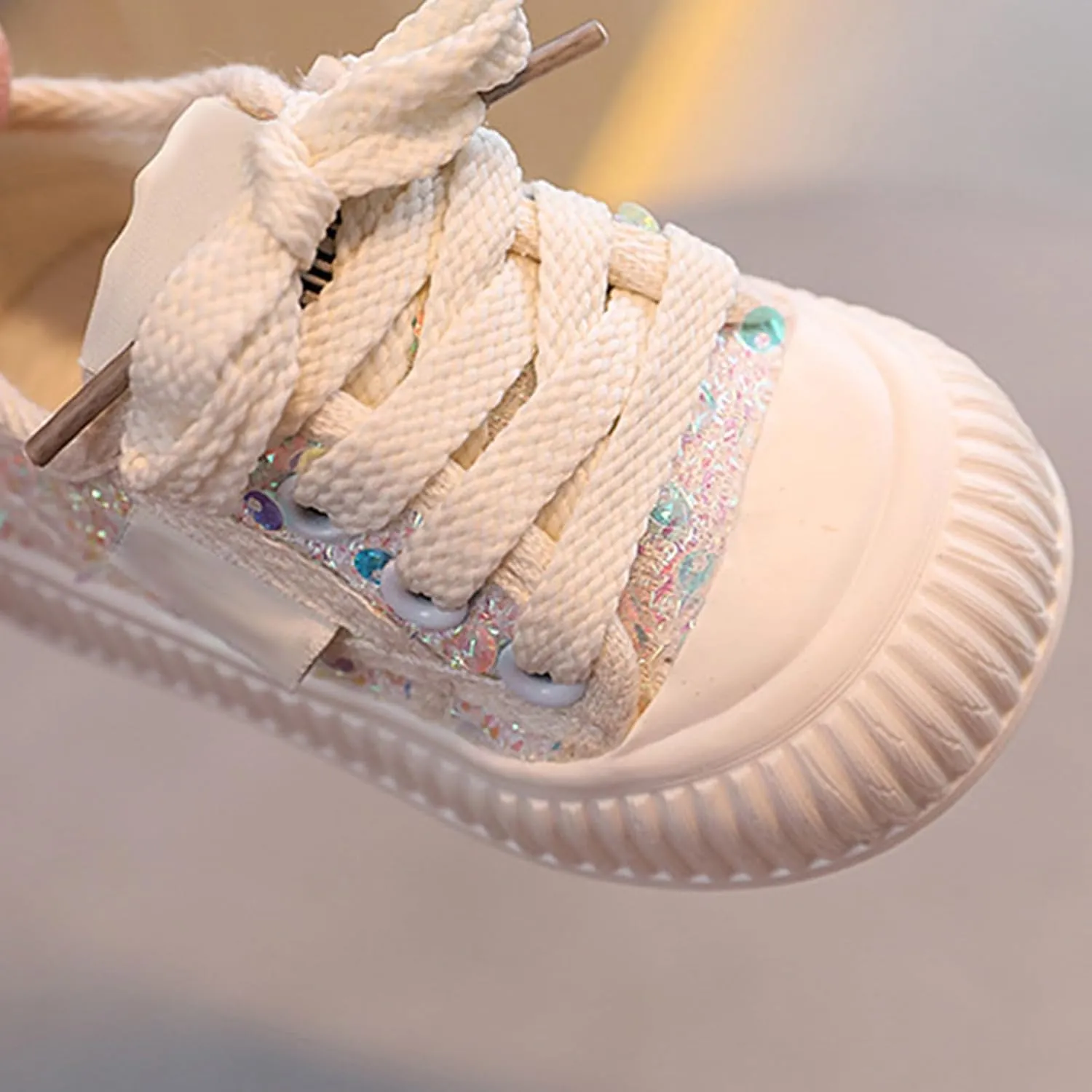 Infant Sequin Canvas Shoes Toddler Lightweight Platform Slip On Walking Sneaker with Easy Slip on Tennis Shoes for Girls