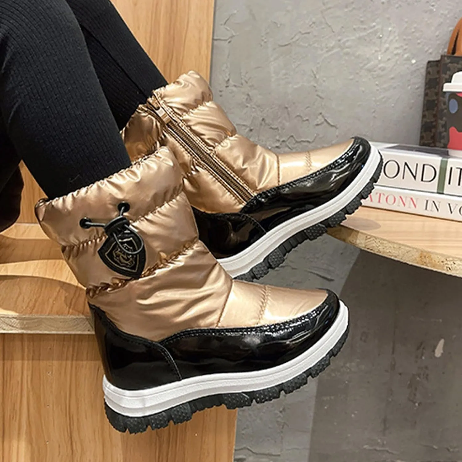 Insulated Snow Boots for Kids Water??roof Winter Comfortable Mid Calf Thicken Warm Outdoor Hiking Girl Boots Size 5