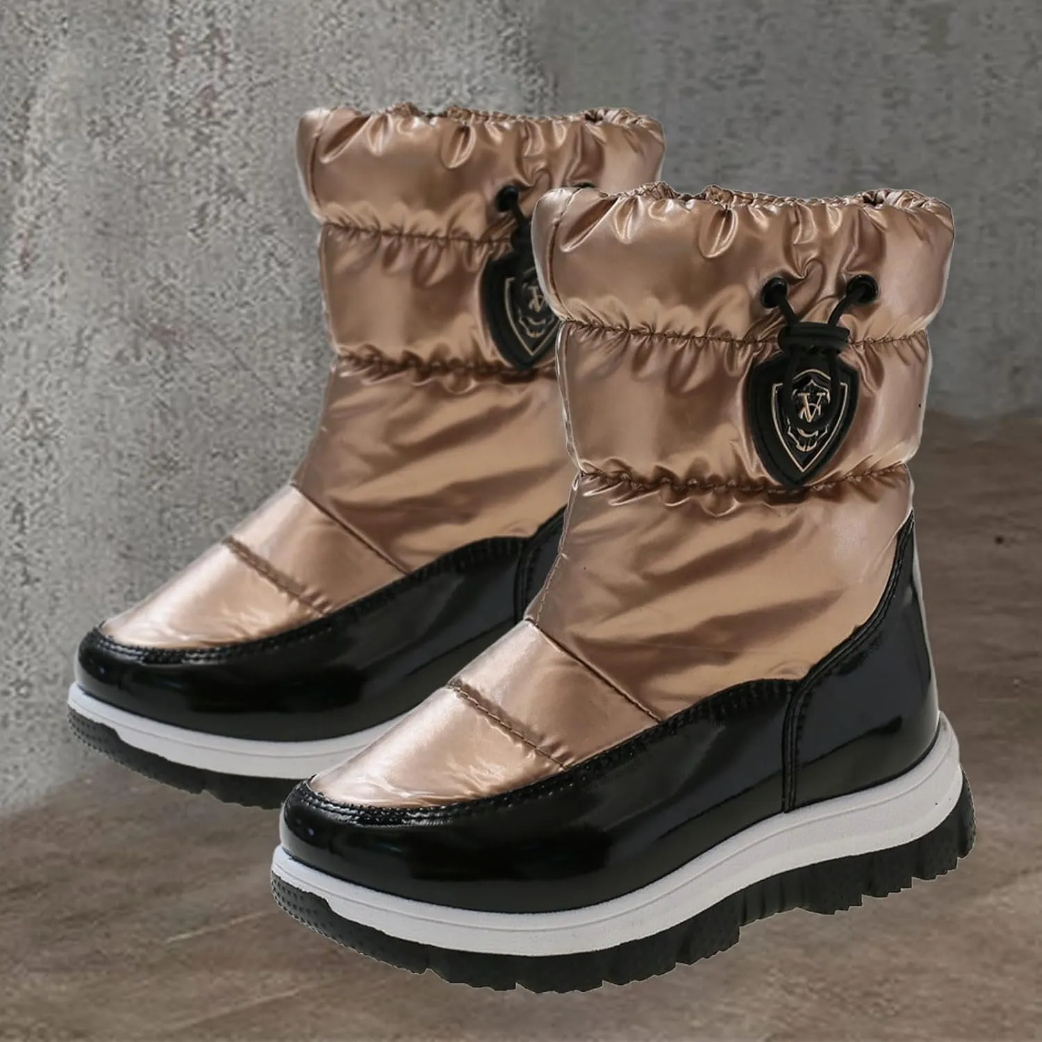 Insulated Snow Boots for Kids Water??roof Winter Comfortable Mid Calf Thicken Warm Outdoor Hiking Girl Boots Size 5