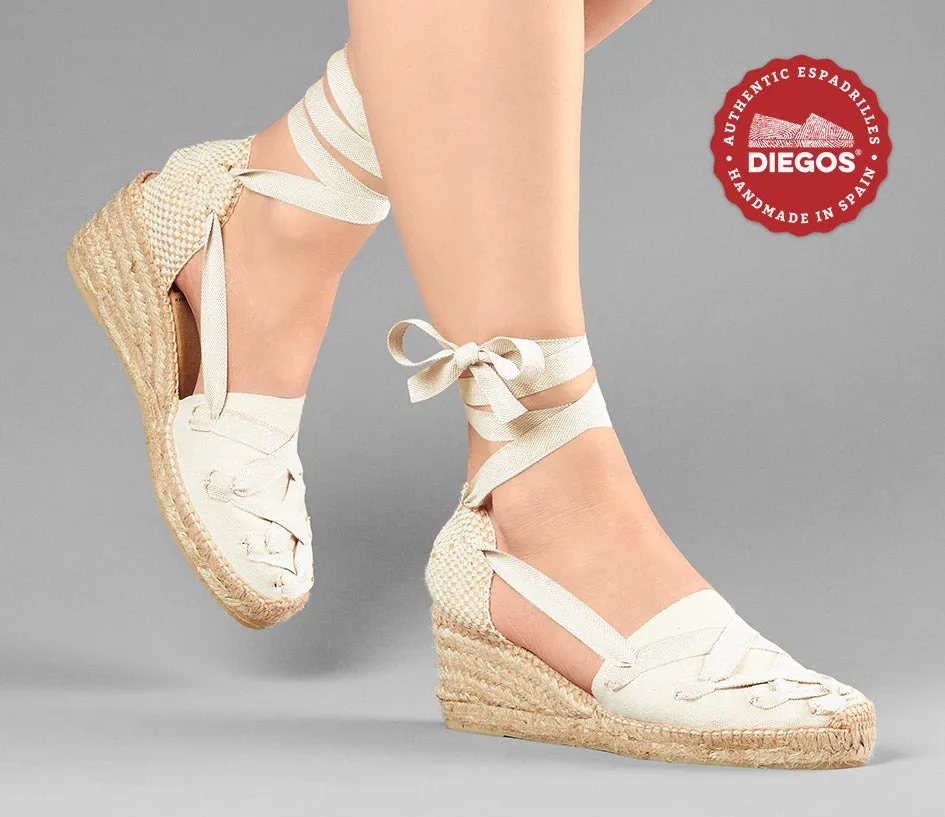 Ivory Lola high wedge Pamplona espadrilles