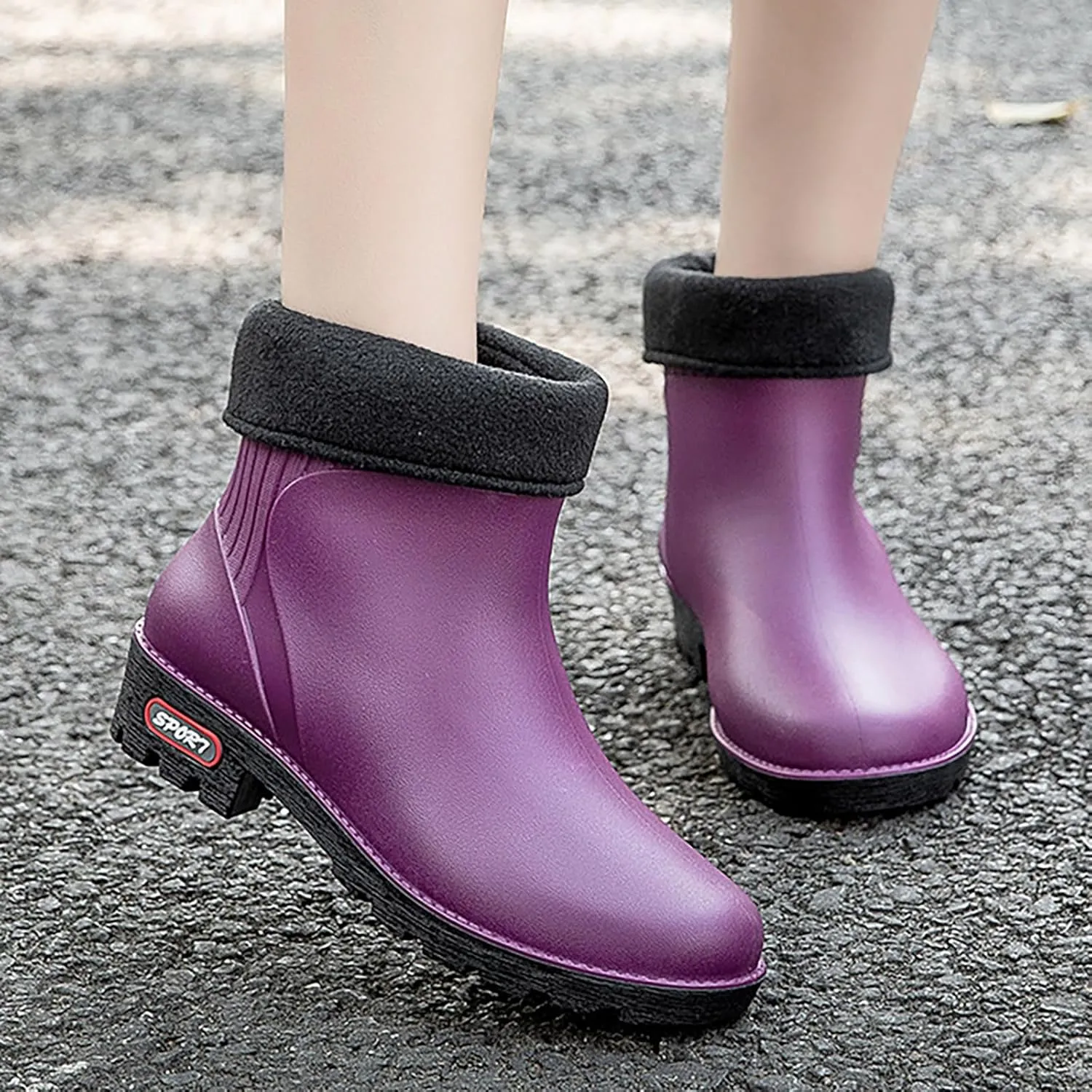 IWIHMIV Ankle Rain Boots for Women Rain Boots for Women Lightweight Warm Comfortable Waterproof Rain Boots Durable Rain Boots