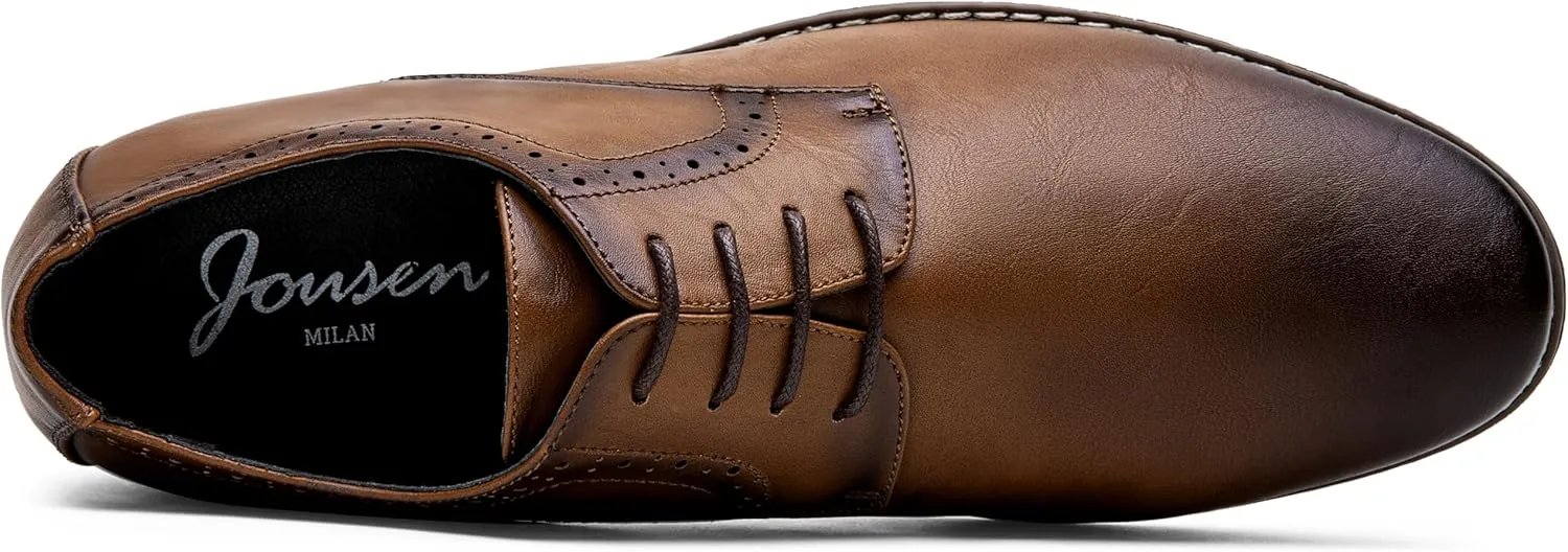 Jousen Men's Oxford Plain Toe Dress Shoes Classic Formal Derby Shoes