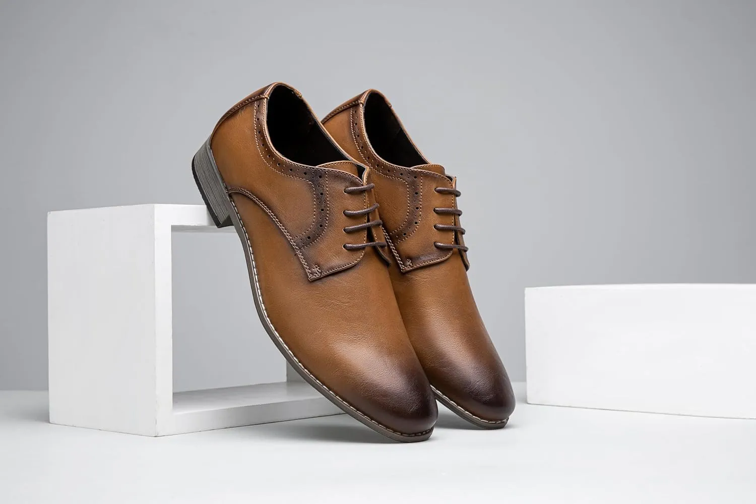 Jousen Men's Oxford Plain Toe Dress Shoes Classic Formal Derby Shoes