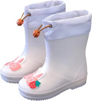 Kids Rain Boots for Girls Boys Waterproo Toddler Cute Cartoon Insulated Rubber boots with Adjustable Closure
