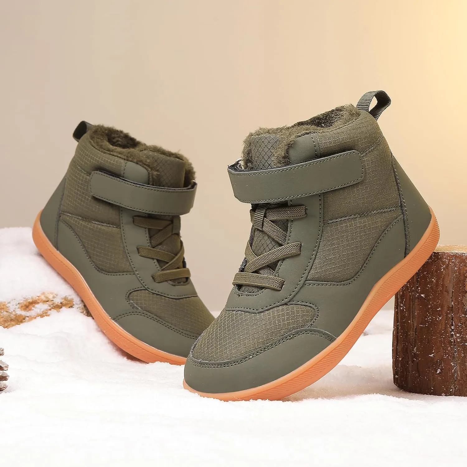 Kids Winter Barefoot Snow Boots: Comfort Warmth - Wide Toe Box Hiking Boots for Toddler/Boys/Girls