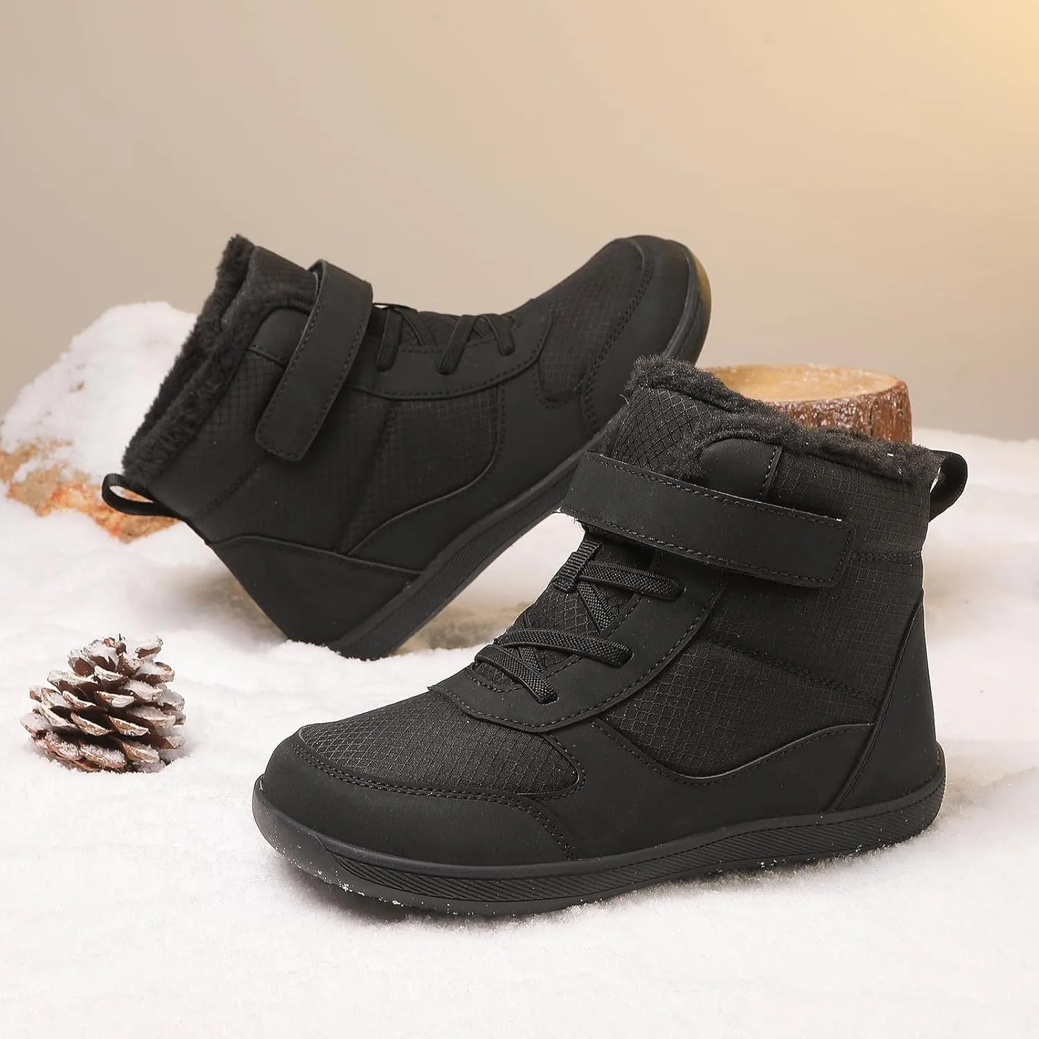 Kids Winter Barefoot Snow Boots: Comfort Warmth - Wide Toe Box Hiking Boots for Toddler/Boys/Girls