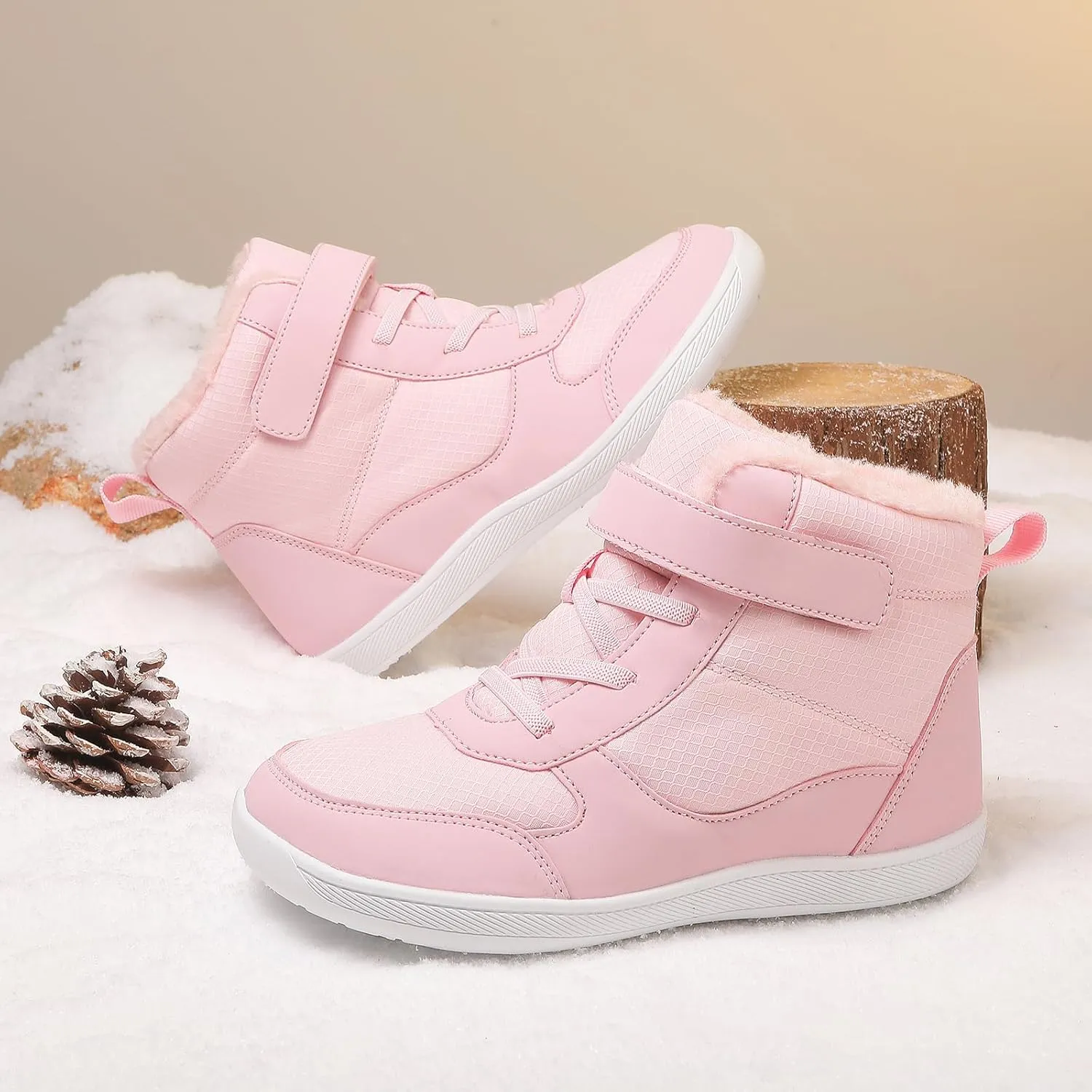 Kids Winter Barefoot Snow Boots: Comfort Warmth - Wide Toe Box Hiking Boots for Toddler/Boys/Girls