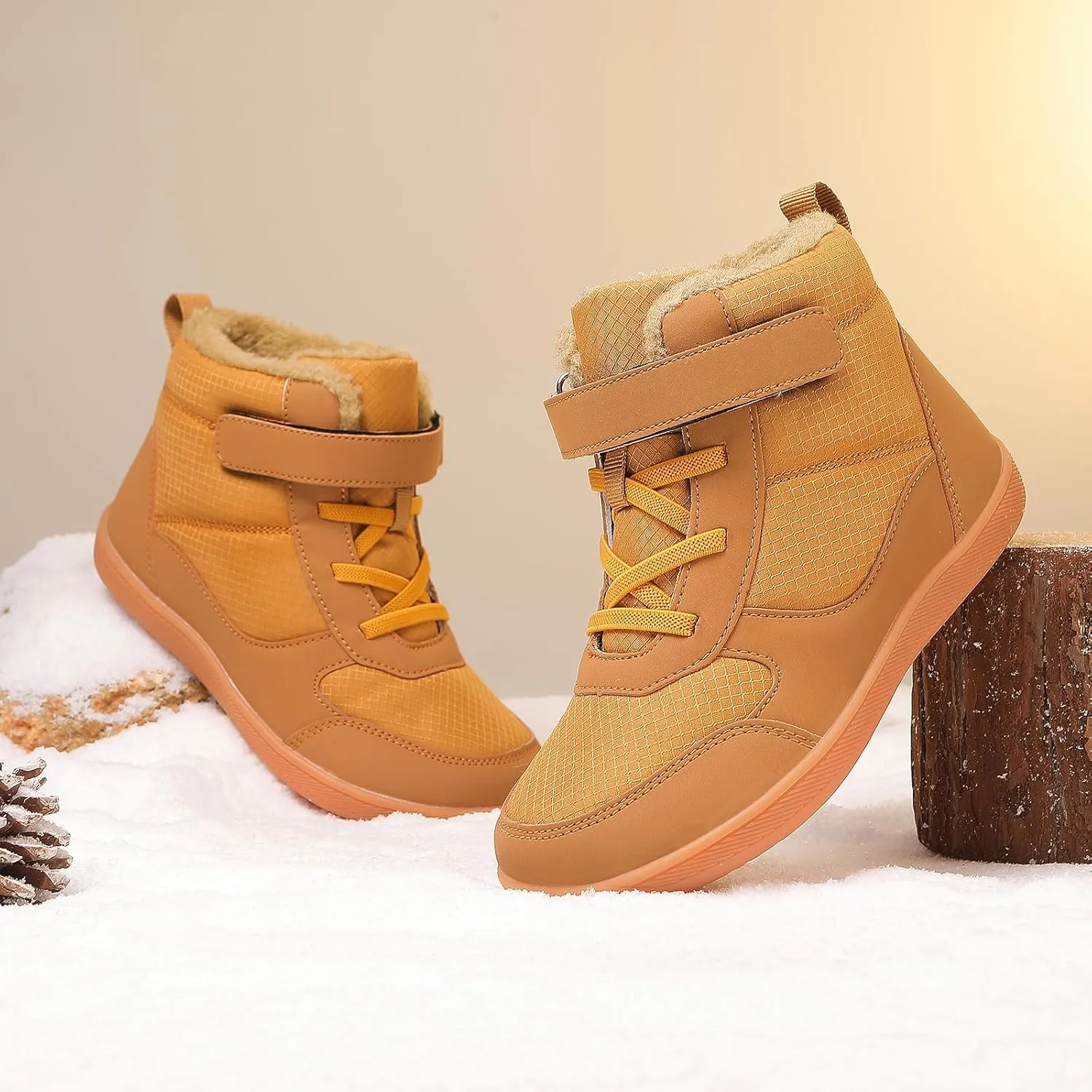 Kids Winter Barefoot Snow Boots: Comfort Warmth - Wide Toe Box Hiking Boots for Toddler/Boys/Girls