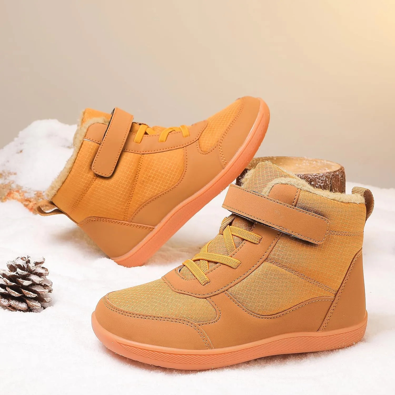 Kids Winter Barefoot Snow Boots: Comfort Warmth - Wide Toe Box Hiking Boots for Toddler/Boys/Girls