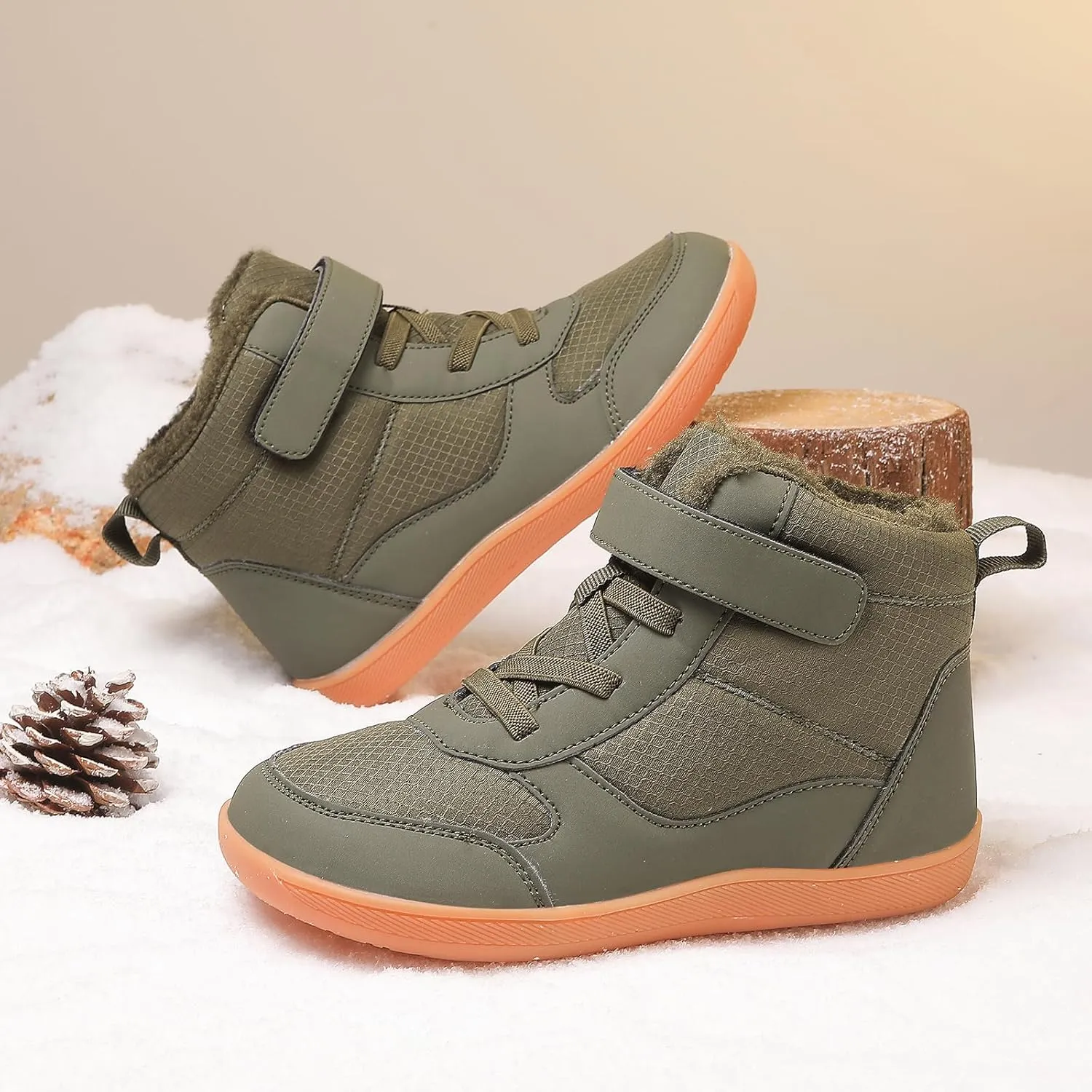 Kids Winter Barefoot Snow Boots: Comfort Warmth - Wide Toe Box Hiking Boots for Toddler/Boys/Girls