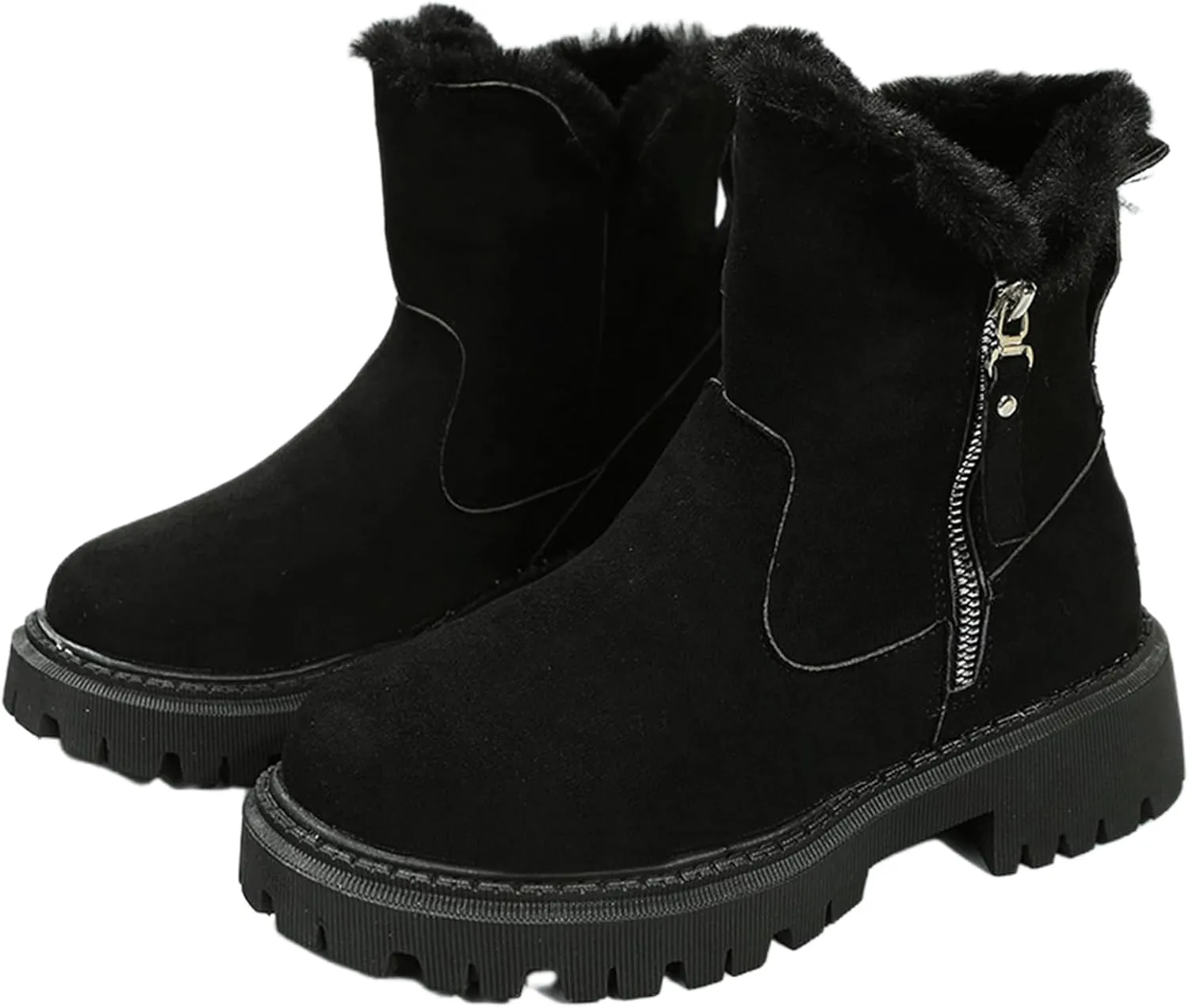 Ladmiple Trending Winter Boots For Women 2024 Casual Slip-on Warm Loafers Shoes Faux Fur-Lined Comfortable Snow Ankle Booties