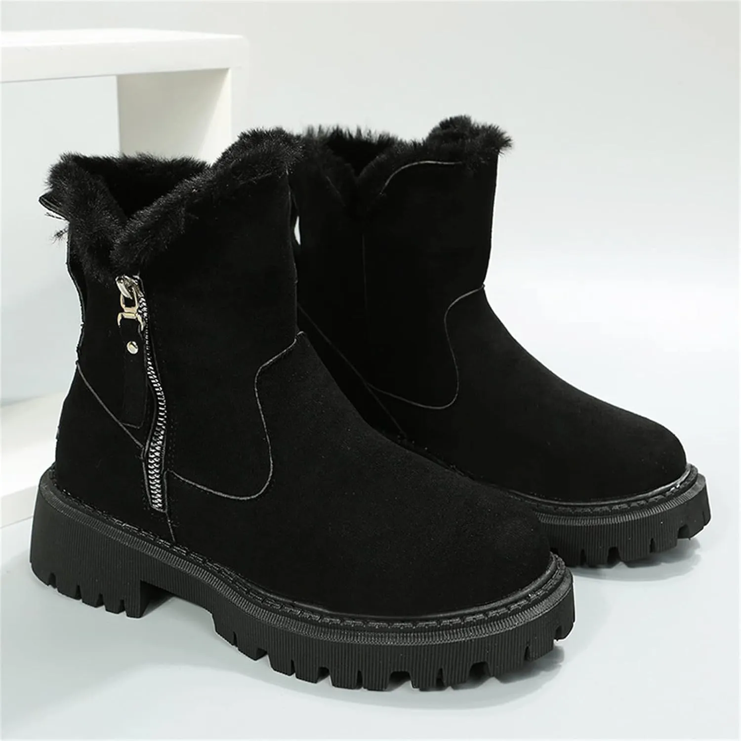 Ladmiple Trending Winter Boots For Women 2024 Casual Slip-on Warm Loafers Shoes Faux Fur-Lined Comfortable Snow Ankle Booties