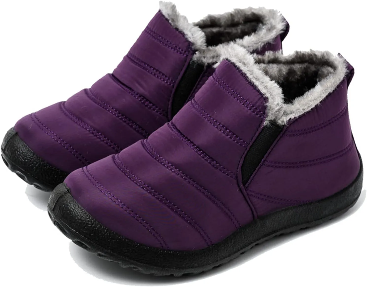 Ladmiple Winter Boots For Women Waterproof Snow Cute Ankle Booties Slip On Anti-Slip Fully Fur Lined Outdoor Walking Shoes