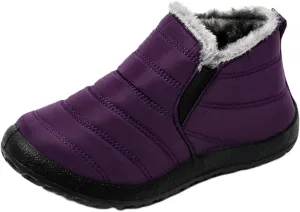 Ladmiple Winter Boots For Women Waterproof Snow Cute Ankle Booties Slip On Anti-Slip Fully Fur Lined Outdoor Walking Shoes