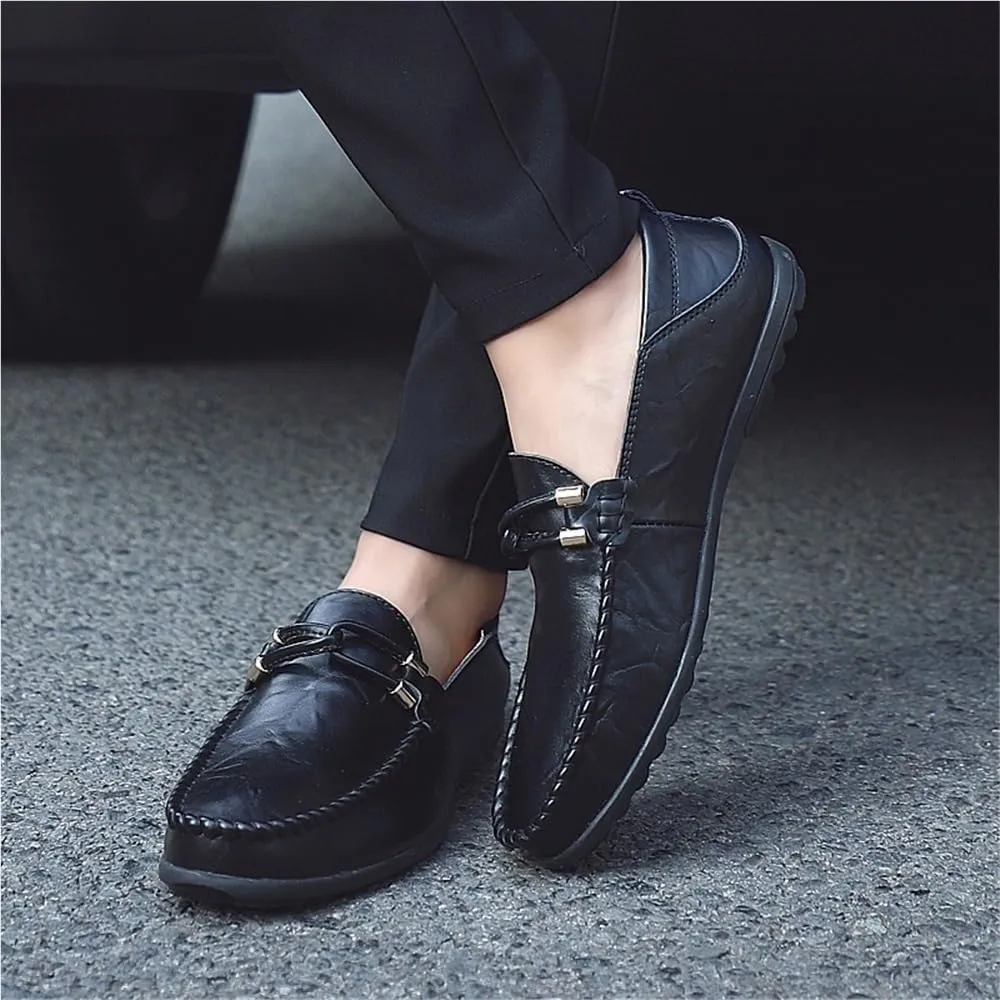 Leather Lined Casual Walking Shoes Men's Slip on Loafers Classic Leather Dress Shoes