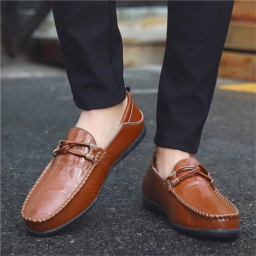 Leather Lined Casual Walking Shoes Men's Slip on Loafers Classic Leather Dress Shoes