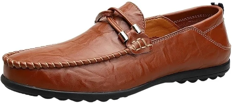 Leather Lined Casual Walking Shoes Men's Slip on Loafers Classic Leather Dress Shoes