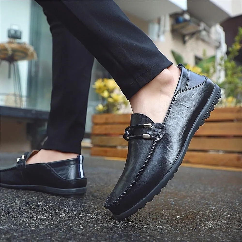 Leather Lined Casual Walking Shoes Men's Slip on Loafers Classic Leather Dress Shoes