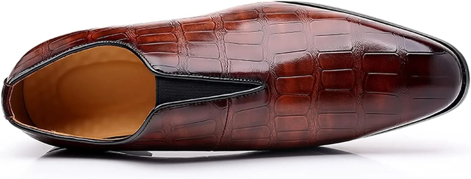 Leather Shoe Laces for Mens Sneakers Classical Style Shoes for Men Slip On PU Leather Low Rubber Sole Block Heel Work Leather Work Shoes