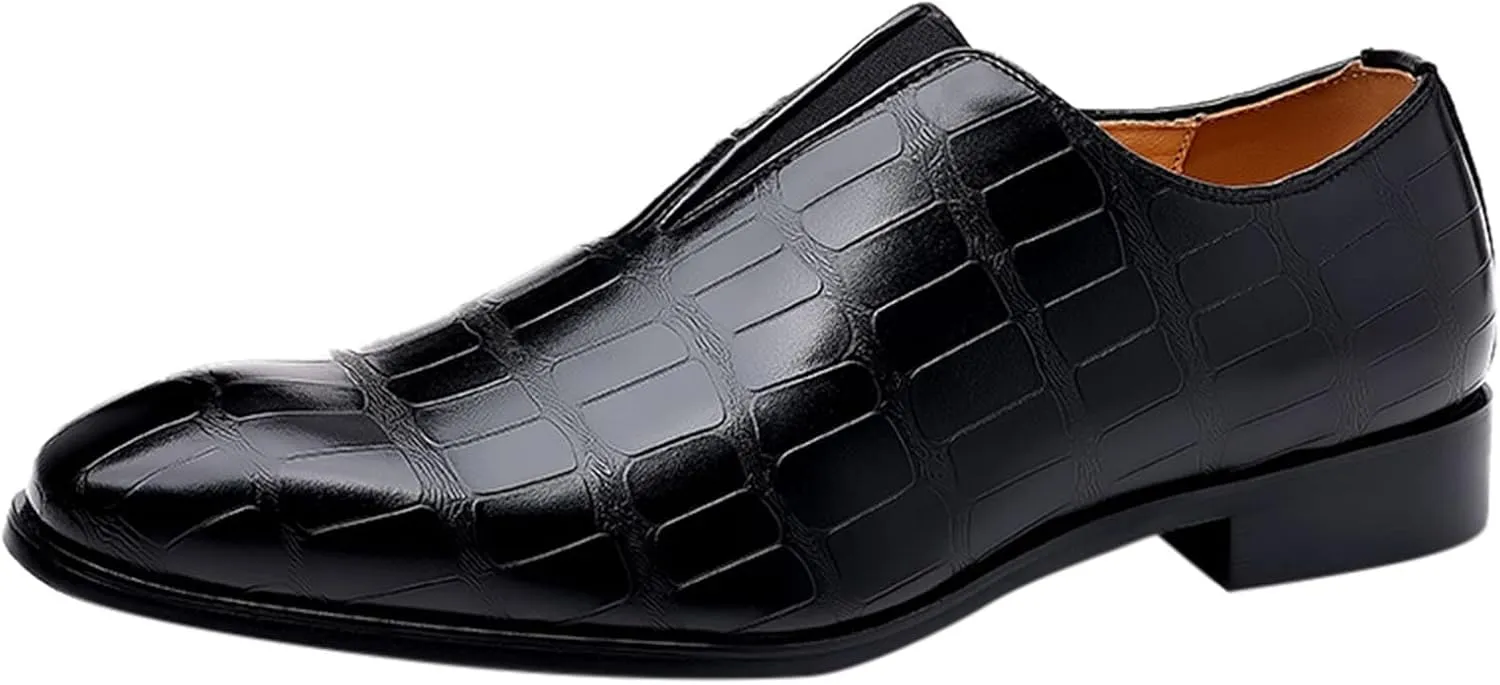 Leather Shoe Laces for Mens Sneakers Classical Style Shoes for Men Slip On PU Leather Low Rubber Sole Block Heel Work Leather Work Shoes