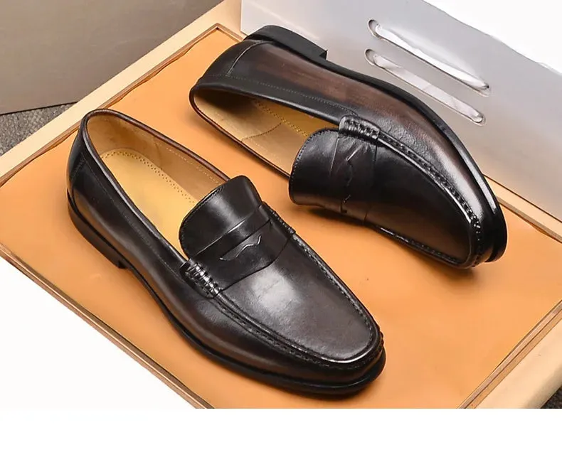 Luxury Men Penny Loafers Genuine Leather Slip On Casual Business Dress Shoes