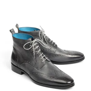 Men Dual Tone Leather Wingtip Ankle Boots