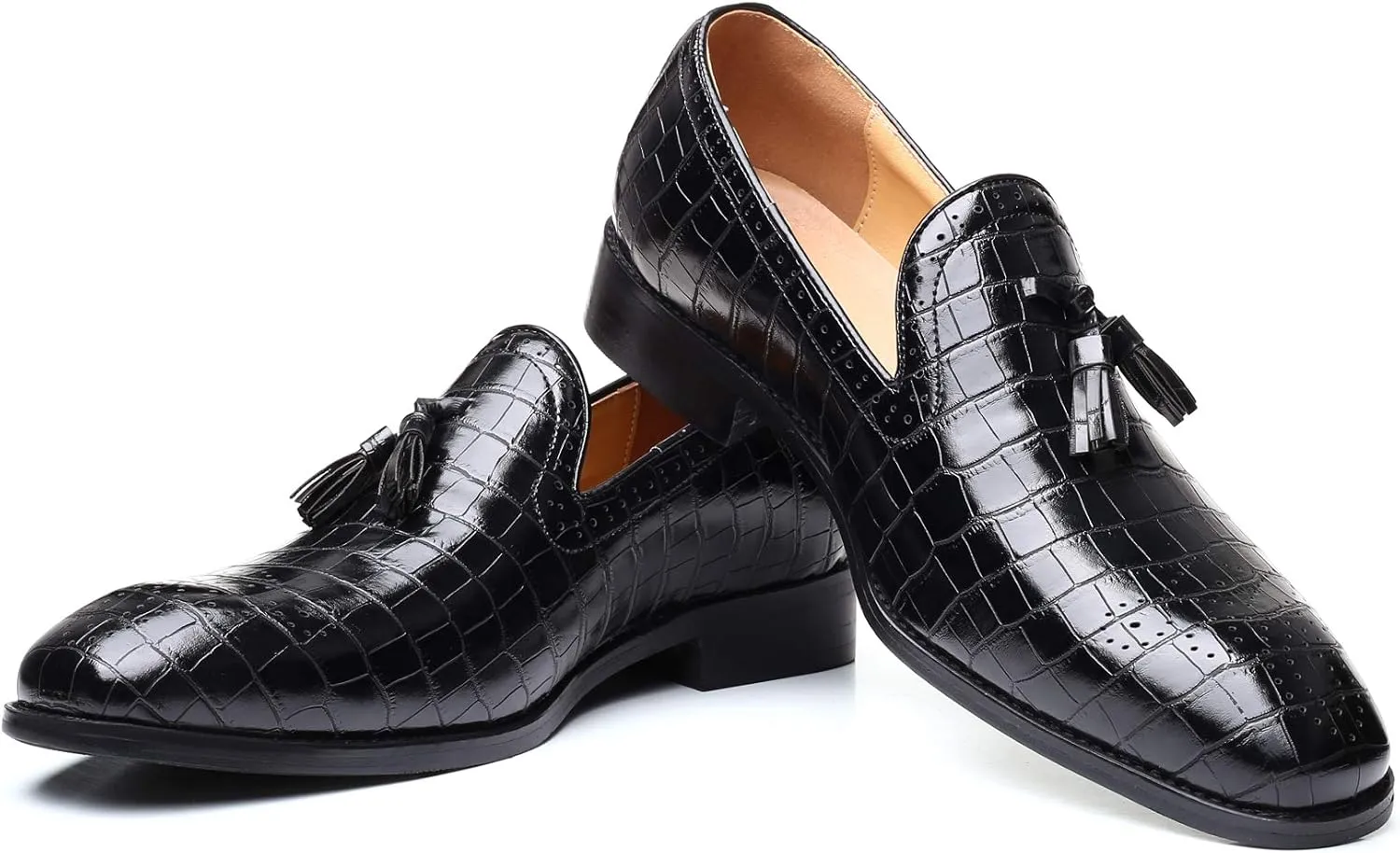 Mens Casual Shoes - Tuxedo Loafers Men Slip On Shoes - Fashion Tassel Smoking Slipper