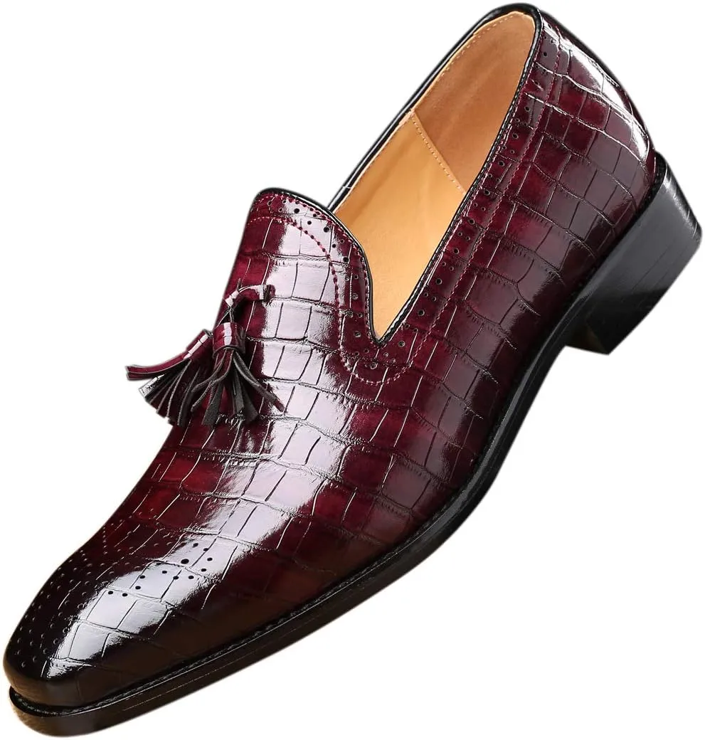 Mens Casual Shoes - Tuxedo Loafers Men Slip On Shoes - Fashion Tassel Smoking Slipper