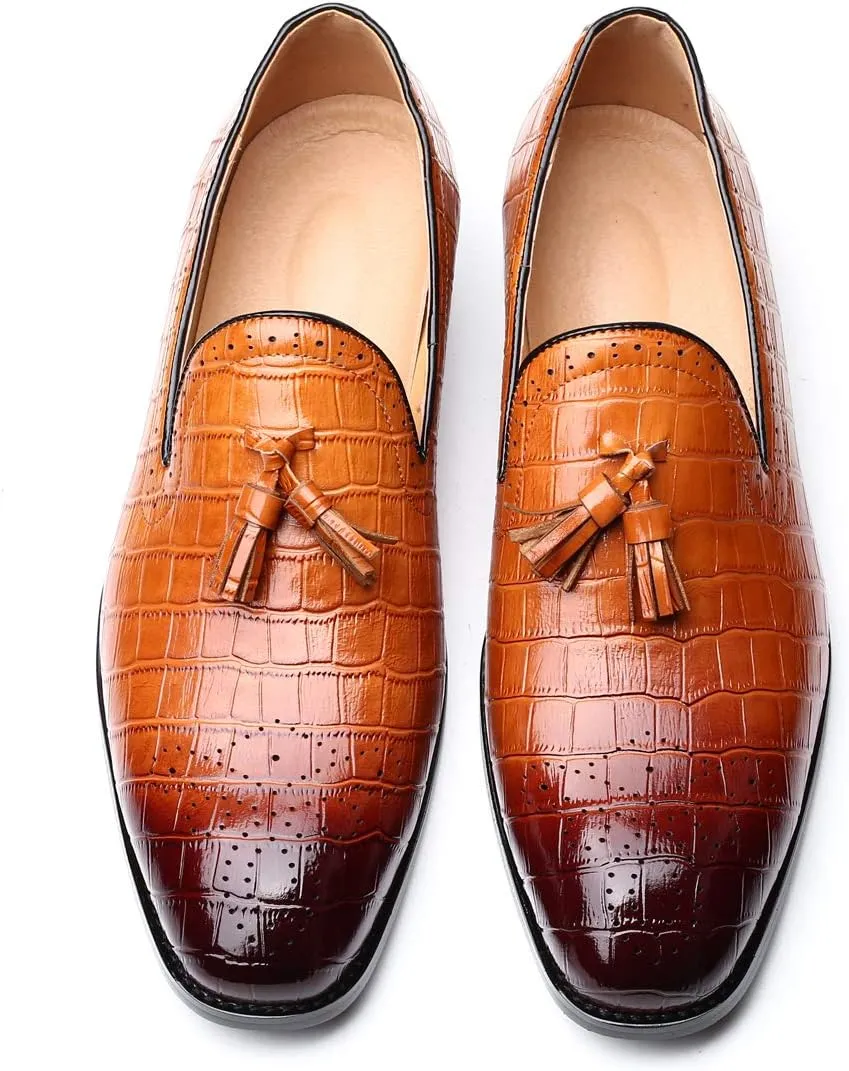 Mens Casual Shoes - Tuxedo Loafers Men Slip On Shoes - Fashion Tassel Smoking Slipper