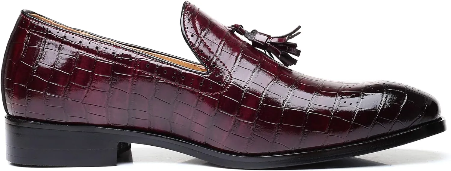 Mens Casual Shoes - Tuxedo Loafers Men Slip On Shoes - Fashion Tassel Smoking Slipper