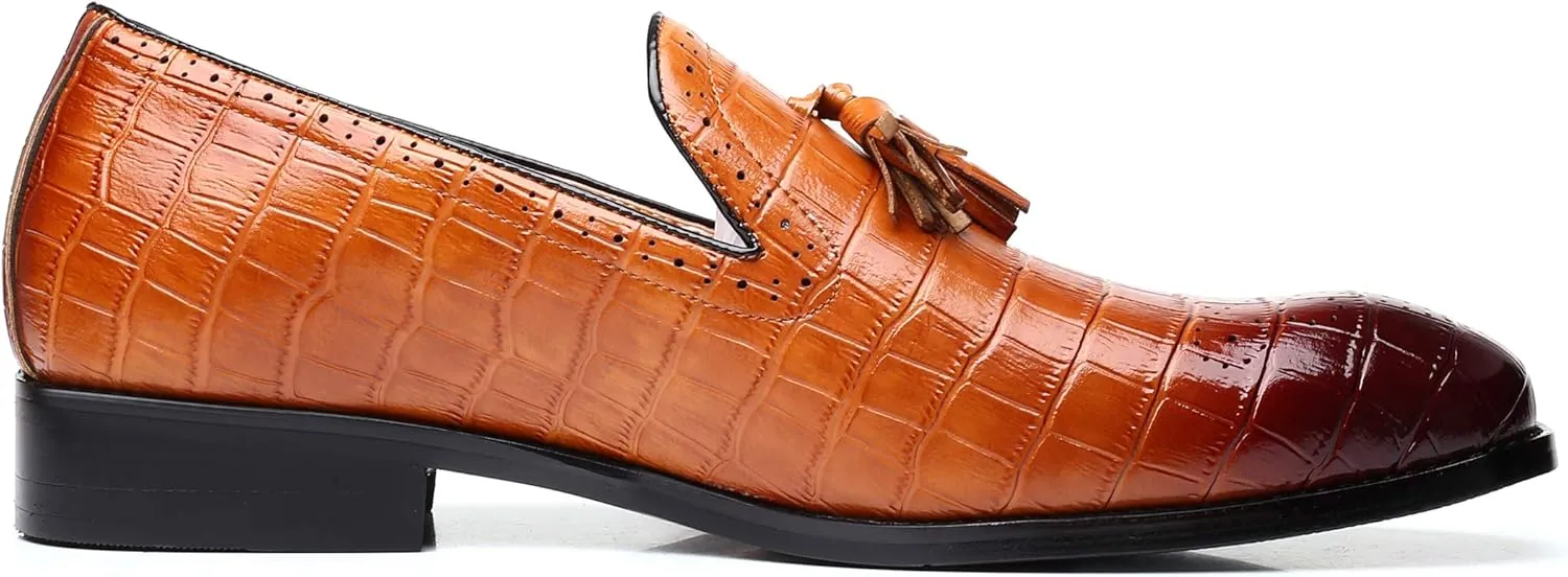 Mens Casual Shoes - Tuxedo Loafers Men Slip On Shoes - Fashion Tassel Smoking Slipper