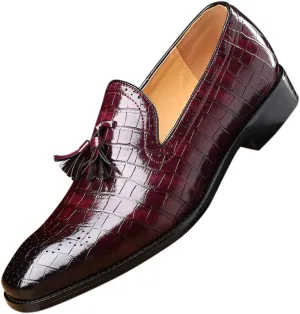Mens Casual Shoes - Tuxedo Loafers Men Slip On Shoes - Fashion Tassel Smoking Slipper
