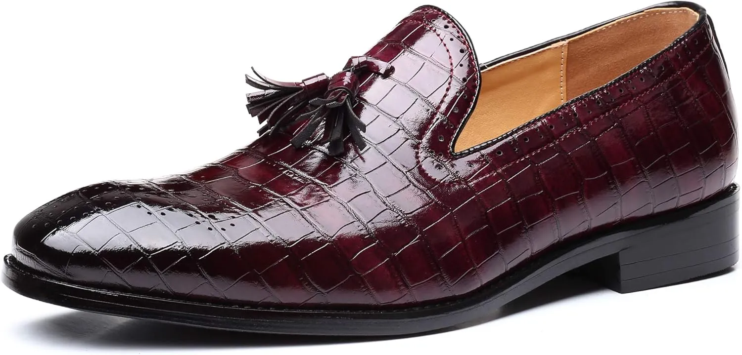Mens Casual Shoes - Tuxedo Loafers Men Slip On Shoes - Fashion Tassel Smoking Slipper