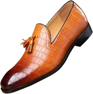 Mens Casual Shoes - Tuxedo Loafers Men Slip On Shoes - Fashion Tassel Smoking Slipper