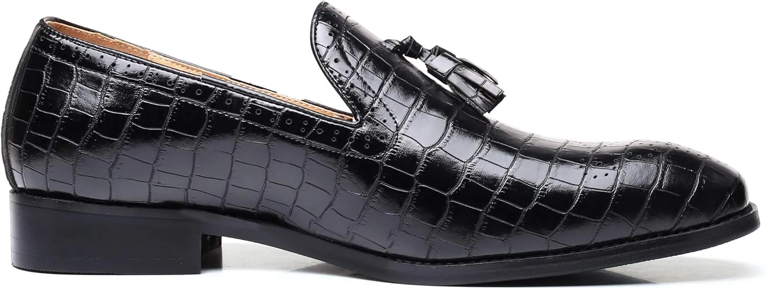 Mens Casual Shoes - Tuxedo Loafers Men Slip On Shoes - Fashion Tassel Smoking Slipper
