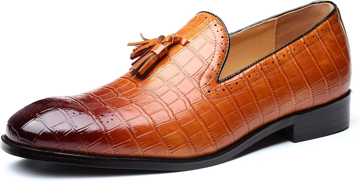 Mens Casual Shoes - Tuxedo Loafers Men Slip On Shoes - Fashion Tassel Smoking Slipper