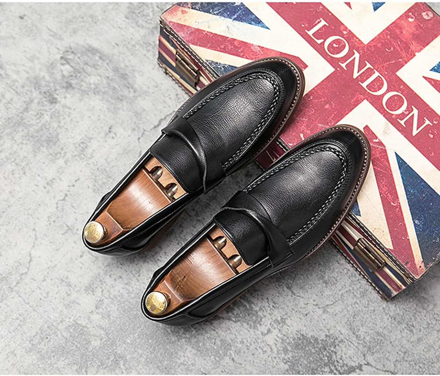 Men's Classic Penny Loafers, Classic Business Casual British Slip-On Leather Shoes