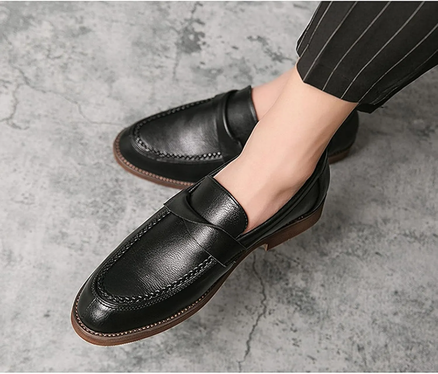Men's Classic Penny Loafers, Classic Business Casual British Slip-On Leather Shoes