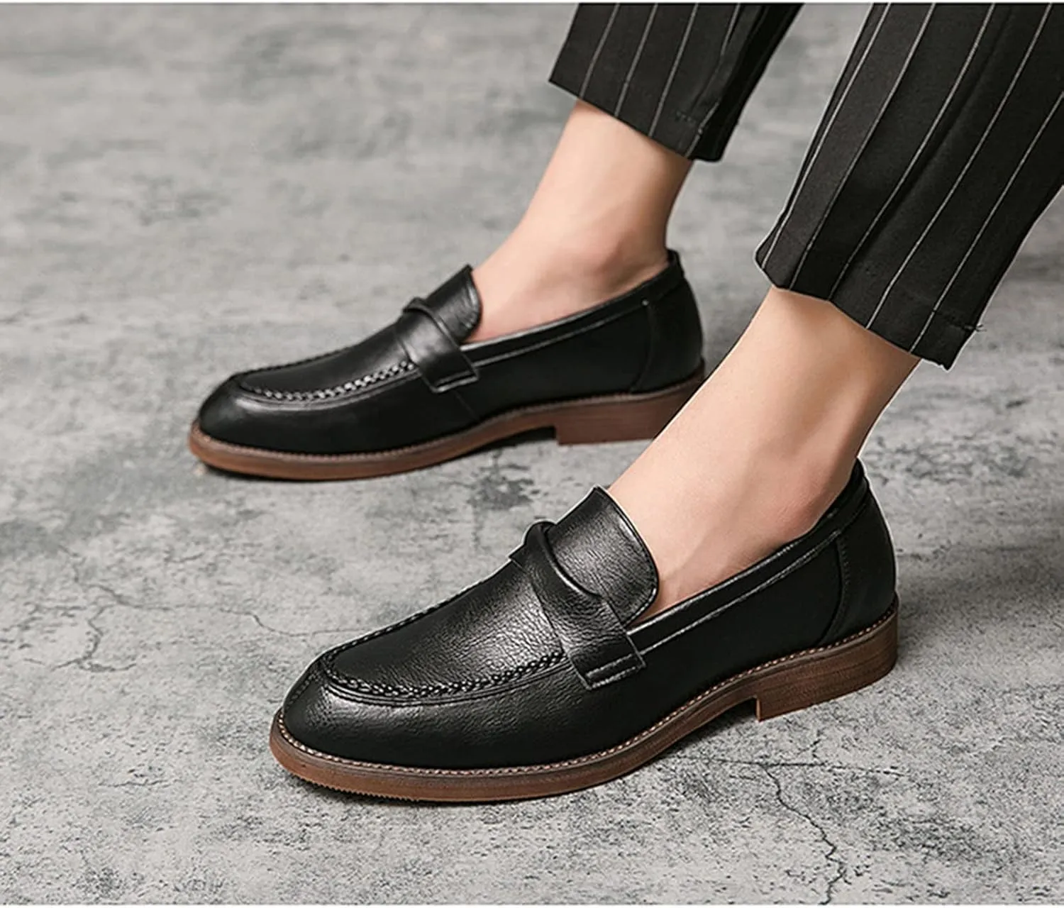 Men's Classic Penny Loafers, Classic Business Casual British Slip-On Leather Shoes