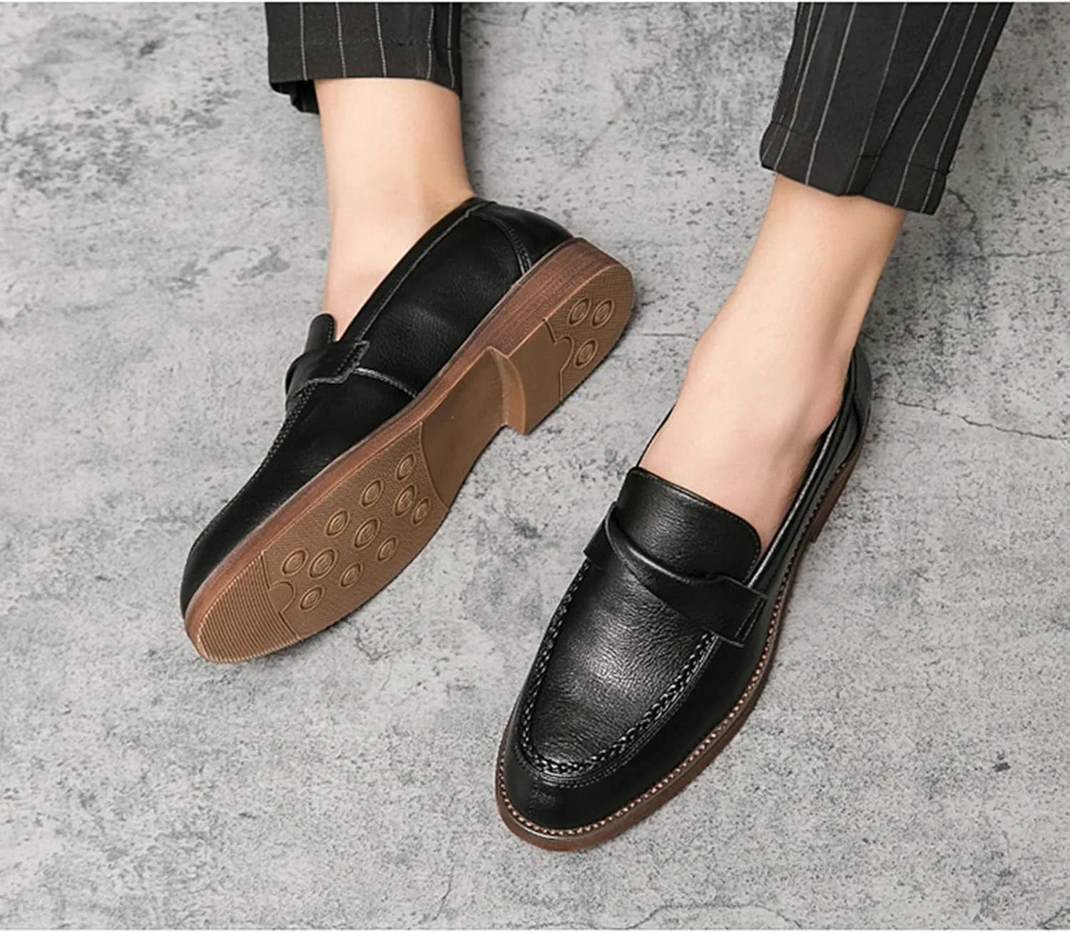 Men's Classic Penny Loafers, Classic Business Casual British Slip-On Leather Shoes