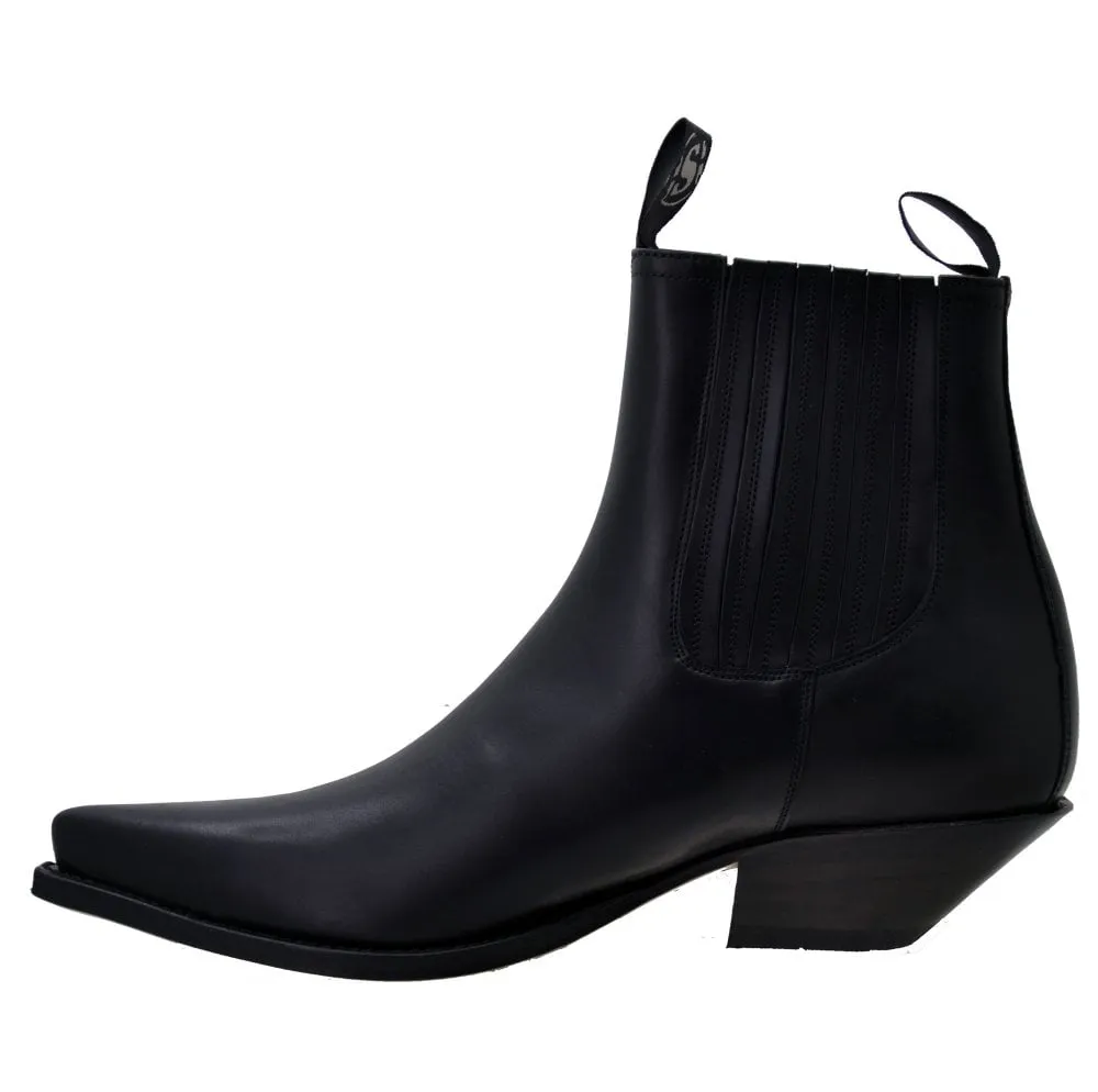 Men's Cowboy Boots Sendra 1692 Black Leather Ibiza Heel